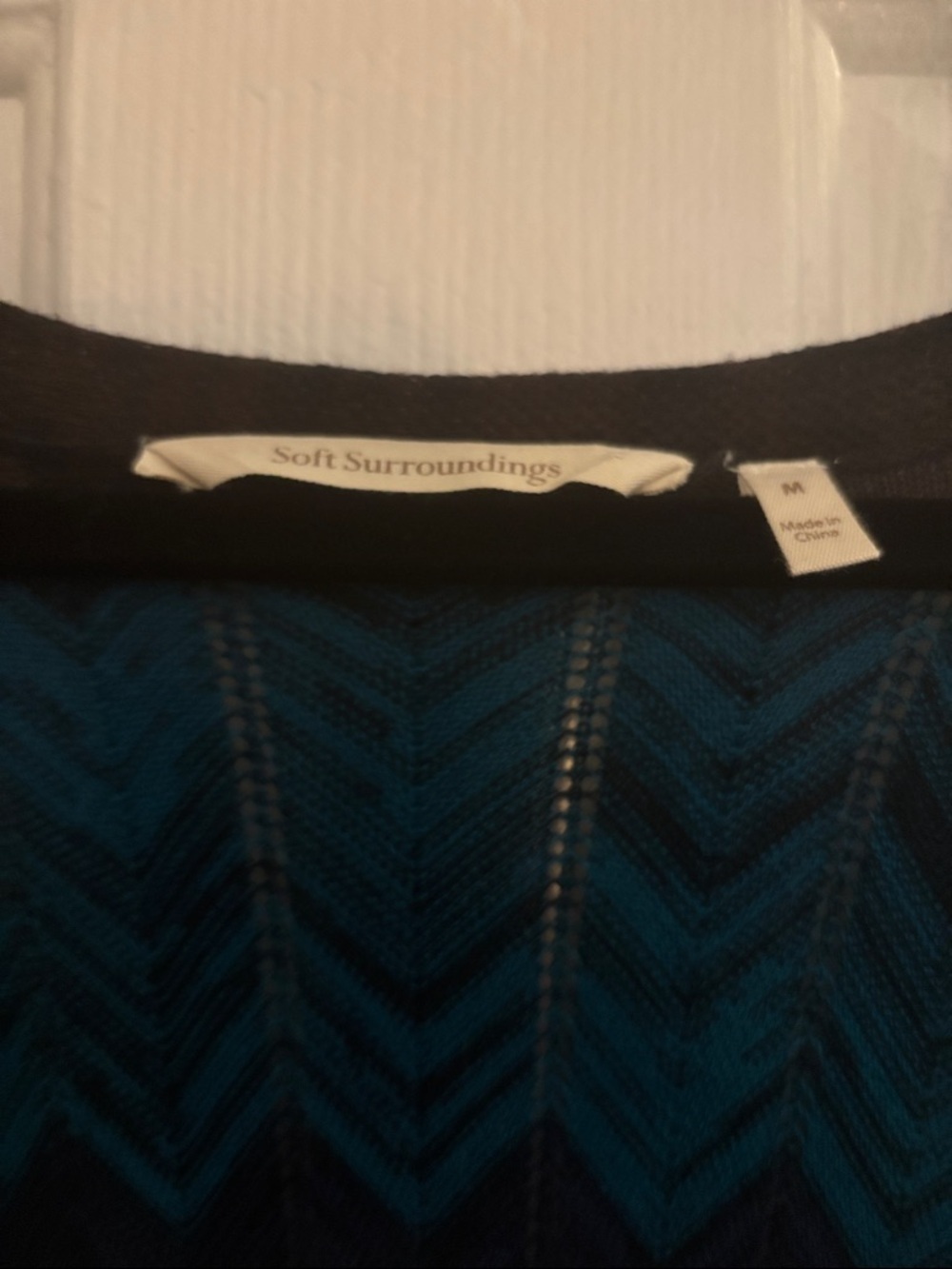 Soft Surroundings Teal & Black Chevron Knit Top - Picture 2 of 3